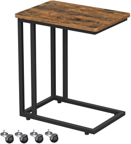 Coffee Table with Steel Frame and Castors Rustic Brown and Black living room Kings Warehouse 