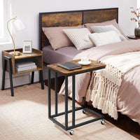 Coffee Table with Steel Frame and Castors Rustic Brown and Black living room Kings Warehouse 