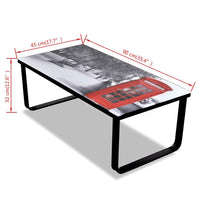 Coffee Table with Telephone Booth Printing Glass Top Kings Warehouse 