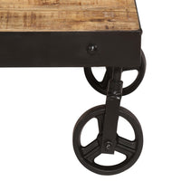 Coffee Table with Wheels Solid Mango Wood 100x60x26 cm living room Kings Warehouse 