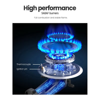 Comfee 60cm Gas Cooktop Stainless Steel 4 Burners Kitchen Stove Cook Top NG LPG Appliances Supplies Kings Warehouse 