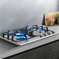 Comfee 60cm Gas Cooktop Stainless Steel 4 Burners Kitchen Stove Cook Top NG LPG Appliances Supplies Kings Warehouse 