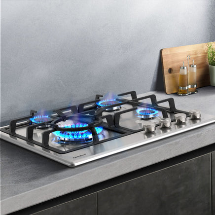 Comfee 60cm Gas Cooktop Stainless Steel 4 Burners Kitchen Stove Cook Top NG LPG Appliances Supplies Kings Warehouse 
