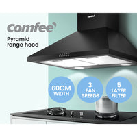 Comfee Rangehood 600mm Range Hood Home Kitchen Wall Mount Canopy 60cm Black Appliances Supplies Kings Warehouse 