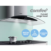 Comfee Rangehood 900mm Range Hood Stainless Steel LED Glass Home Kitchen Canopy Appliances Supplies Kings Warehouse 