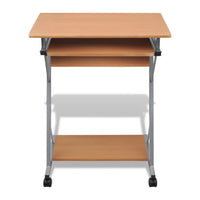 Computer Desk Pull Out Tray Brown Furniture Office Student Table Kings Warehouse 