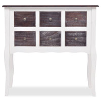 Console Cabinet 6 Drawers Brown and White Wood Kings Warehouse 