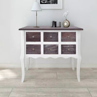 Console Cabinet 6 Drawers Brown and White Wood Kings Warehouse 