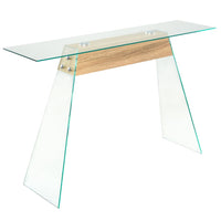 Console Table  and Glass 120x30x76 cm Oak Colour
