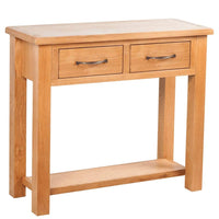 Console Table with 2 Drawers 83x30x73 cm Solid Oak Wood Kings Warehouse 