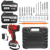 Cordless Drill w/2 Battery Heavy Duty Impact Driver Kit Brushless Hammer Set 88V Kings Warehouse 