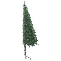 Corner Artificial Christmas Tree with LEDs 150 cm Green PVC Kings Warehouse 