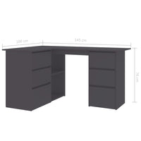 Corner Desk Grey 145x100x76 cm Office Supplies Kings Warehouse 