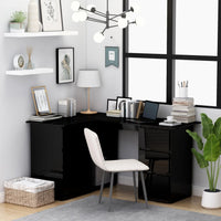 Corner Desk High Gloss Black 145x100x76 cm