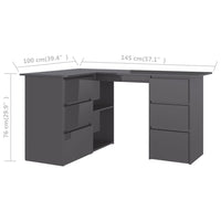 Corner Desk High Gloss Rrey 145x100x76 cm Kings Warehouse 