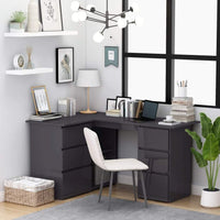 Corner Desk High Gloss Rrey 145x100x76 cm