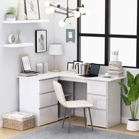 Corner Desk High Gloss White 145x100x76 cm