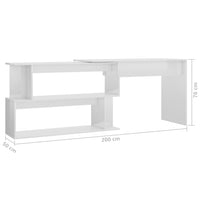 Corner Desk High Gloss White 200x50x76 cm Kings Warehouse 