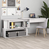 Corner Desk High Gloss White 200x50x76 cm