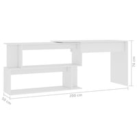 Corner Desk White 200x50x76 cm Kings Warehouse 