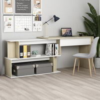 Corner Desk White and Sonoma Oak 200x50x76 cm