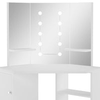 Corner Dressing Table Make-up Table with LED Light White bedroom furniture Kings Warehouse 