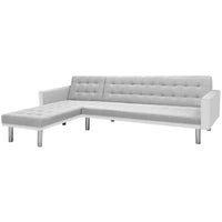 Corner Sofa Bed Fabric 218x155x69 cm White and Grey Kings Warehouse 