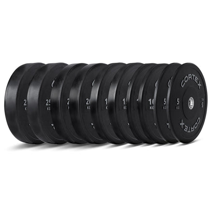CORTEX 150kg Black Series V2 Rubber Olympic Bumper Plate Set 50mm Kings Warehouse 