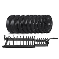 CORTEX 150kg Black Series V2 Rubber Olympic Bumper Plate Set 50mm with 16 Plate Toaster Rack Kings Warehouse 