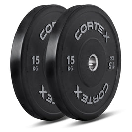 CORTEX 15kg Black Series V2 50mm Rubber Olympic Bumper Plate (Pair) Kings Warehouse 