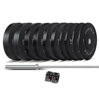 CORTEX 170kg Black Series V2 Rubber Olympic Bumper Plate Set 50mm with SPARTAN205 Barbell Kings Warehouse 