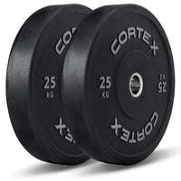 CORTEX 25kg Black Series V2 50mm Rubber Olympic Bumper Plate (Pair) Kings Warehouse 