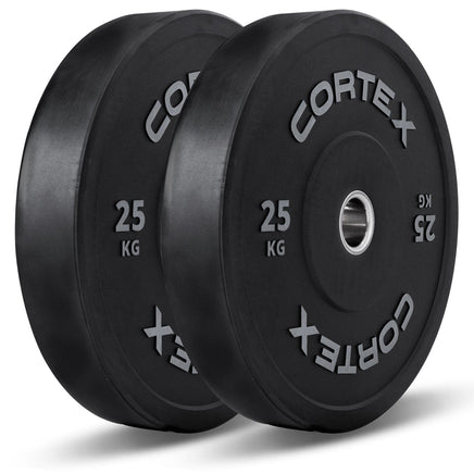 CORTEX 25kg Black Series V2 50mm Rubber Olympic Bumper Plate (Pair) Kings Warehouse 