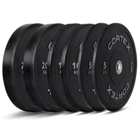 CORTEX 70kg Black Series V2 Rubber Olympic Bumper Plate Set 50mm Kings Warehouse 