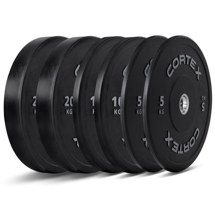 CORTEX 70kg Black Series V2 Rubber Olympic Bumper Plate Set 50mm Kings Warehouse 