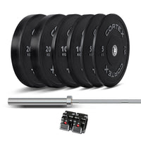 CORTEX 90kg Black Series V2 Rubber Olympic Bumper Plate Set 50mm with SPARTAN100 Barbell Kings Warehouse 