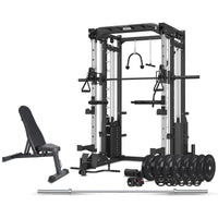CORTEX SM-25 6-in-1 Power Rack with Smith & Cable Machine + BN6 Bench + 130kg Olympic Weight Plate & Barbell Package Kings Warehouse 