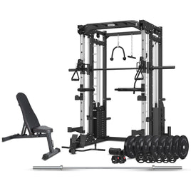 CORTEX SM-25 6-in-1 Power Rack with Smith & Cable Machine + BN6 Bench + 130kg Olympic Weight Plate & Barbell Package Kings Warehouse 