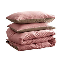 Cosy Club Washed Cotton Quilt Set Pink Brown Queen Bedding Kings Warehouse 