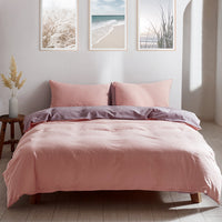 Cosy Club Washed Cotton Quilt Set Pink Purple Double Bedding Kings Warehouse 