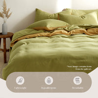Cosy Club Washed Cotton Quilt Set Yellow Lime Double Bedding Kings Warehouse 