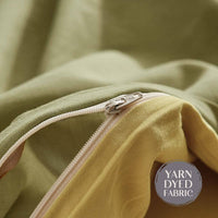 Cosy Club Washed Cotton Quilt Set Yellow Lime Double Bedding Kings Warehouse 