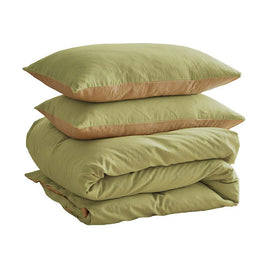 Cosy Club Washed Cotton Quilt Set Yellow Lime Double Bedding Kings Warehouse 
