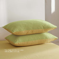 Cosy Club Washed Cotton Quilt Set Yellow Lime Double Bedding Kings Warehouse 