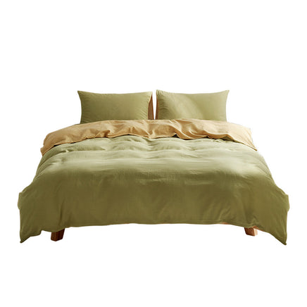 Cosy Club Washed Cotton Quilt Set Yellow Lime Double Bedding Kings Warehouse 
