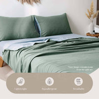 Cosy Club Washed Cotton Sheet Set Green Blue King Bedding Kings Warehouse 