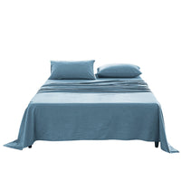 Cosy Club Washed Cotton Sheet Set Single Blue Bedding Kings Warehouse 