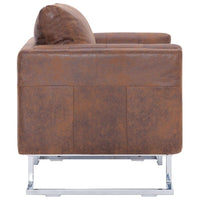 Cube Armchair Brown Faux Suede Leather Kings Warehouse 