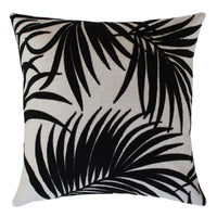 Cushion Cover-Boho Embroidery Single Sided-Palm Leaves Black-50cm x 50cm