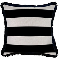 Cushion Cover-Coastal Fringe Black-Deck Stripe Black-45cm x 45cm